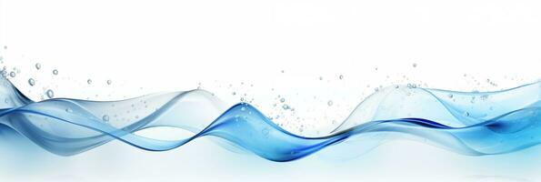 Horizontal water banner with wave effect, 3.1 resolution, blue color, water drops, space for text photo