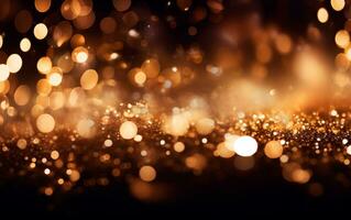 Bokeh defocused gold abstract lights background. AI Generative photo