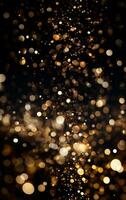 Bokeh defocused gold abstract lights background. AI Generative photo