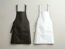 Mockup of blank empty black and white apron, for shop branding identity,AI Generated photo