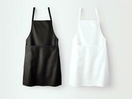 Mockup of blank empty black and white apron, for shop branding identity,AI Generated photo