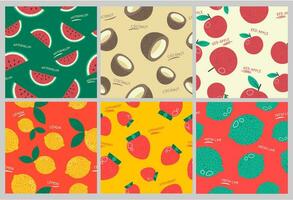 Decorative pattern set with colorful fruits vector