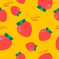 Ripe strawberries, fruits meal seamless pattern vector