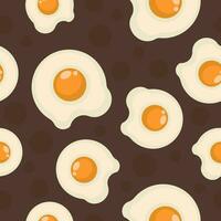 Fried eggs seamless print, cooking ingredient vector