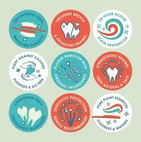 Round sticker set for toothpaste package design vector