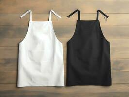 Mockup of blank empty black and white apron, for shop branding identity,AI Generated photo