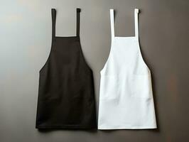 Mockup of blank empty black and white apron, for shop branding identity,AI Generated photo