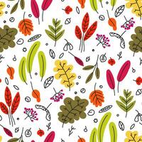 Autumn trees and bushes leaves, seamless pattern vector