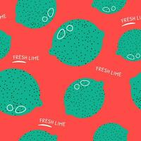 Fresh lime fruit, seamless pattern print vector