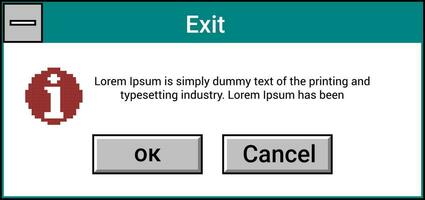 Interface of error message on old windows pcs vector