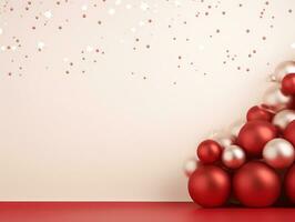 Christmas ornaments and star background with copy space holiday and happy new year concept, AI Generated photo