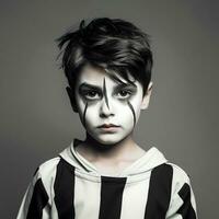 Happy halloween kid concept, a boy wearing halloween costume, AI Generated photo