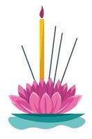 Aromatic sticks and lotus holder accessory vector