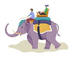 Eco tourism and traveling, riding on elephants vector