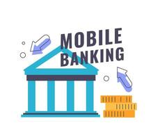 Financial services via the internet, mobile banks vector