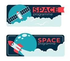 Space program and exploration, spaceship vector