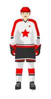 hockey jugador en uniforme masculino personaje en uniforme vector