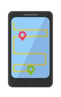 Smartphone with running, destination pointers vector