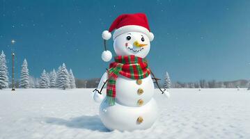 festive Christmas background with snowman photo