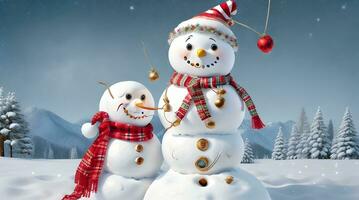 festive Christmas background with snowman photo