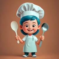 3d personaje para un basado en web Cocinando y receta aplicación para niños. foto