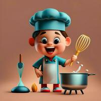 3d personaje para un basado en web Cocinando y receta aplicación para niños. foto