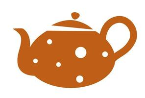 Ceramic teapot with handle and lid, tea brewing vector
