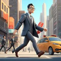 3D cartoon character in business attire photo