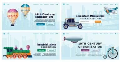 Web banner design set with urbanization exhibition vector