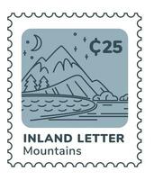 Inland letter postmark with landscape scenery vector