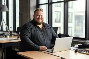 Plus size manager businessman CEO working in modern office photo