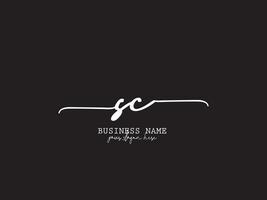 Signature Sc Logo Art, Minimalist SC Luxury Logo Icon Vector