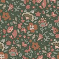 Blooming flowers with leaves, wallpaper print vector