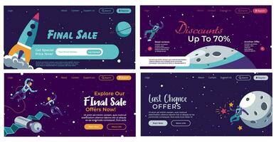 Web banner set with final sale, cosmic concept vector