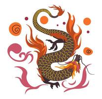 Fiery dragon, reptile creature or personage vector