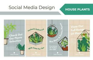 Network collection with story, plant shop add vector