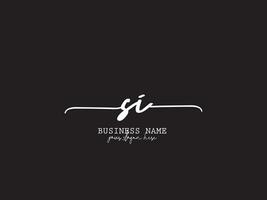 Signature Si Logo Art, Minimalist SI Luxury Logo Icon Vector