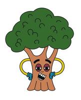 Cartoon green tree, guardian of nature and forest vector