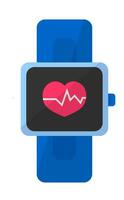 Smartwatch showing pulse and heart beat counts vector