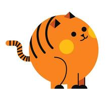 Kitty in shape of circle, rounded form character vector