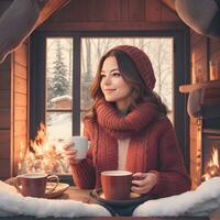 ai generate winter fashion female portrait photo