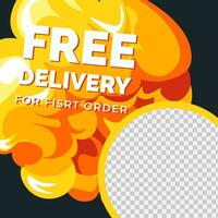 Free delivery for first order, frame advertisement vector