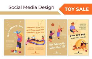 Social media set with kid store special offer vector