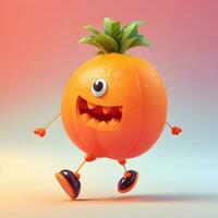 3d personaje ese es un caminando, hablando pedazo de Fruta con un ingenioso sentido de humor. foto