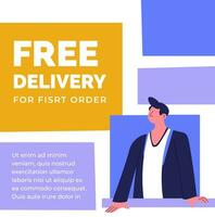 Free delivery for first orders, promo banners vector