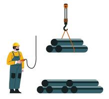 Metallurgy worker, engineer controlling process vector