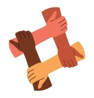 Hands forming square, support and unity signs vector