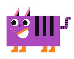 Cat personage in shape of rectangle, smiling kitty vector