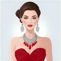 Illustrate a vector portrait of a woman ready for a glamorous photo