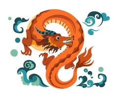 Chinese dragon personage, beast with horns vector